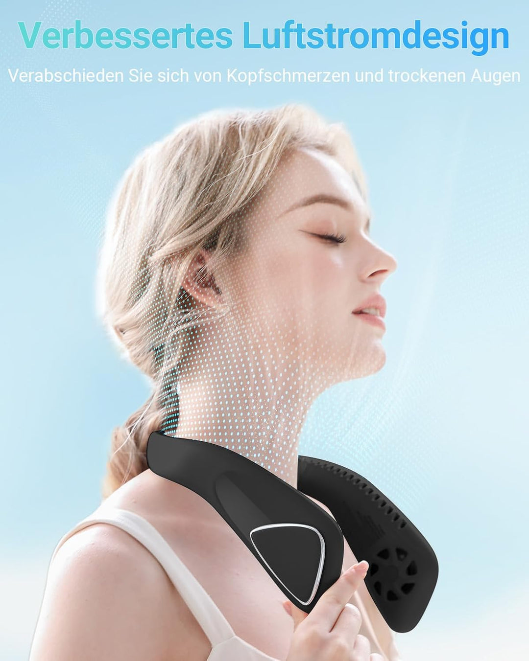 Jialexin Tragbarer Nackenventilator, Hals Ventilator Wiederaufladbar mit 6000mah, Persönlicher Venti