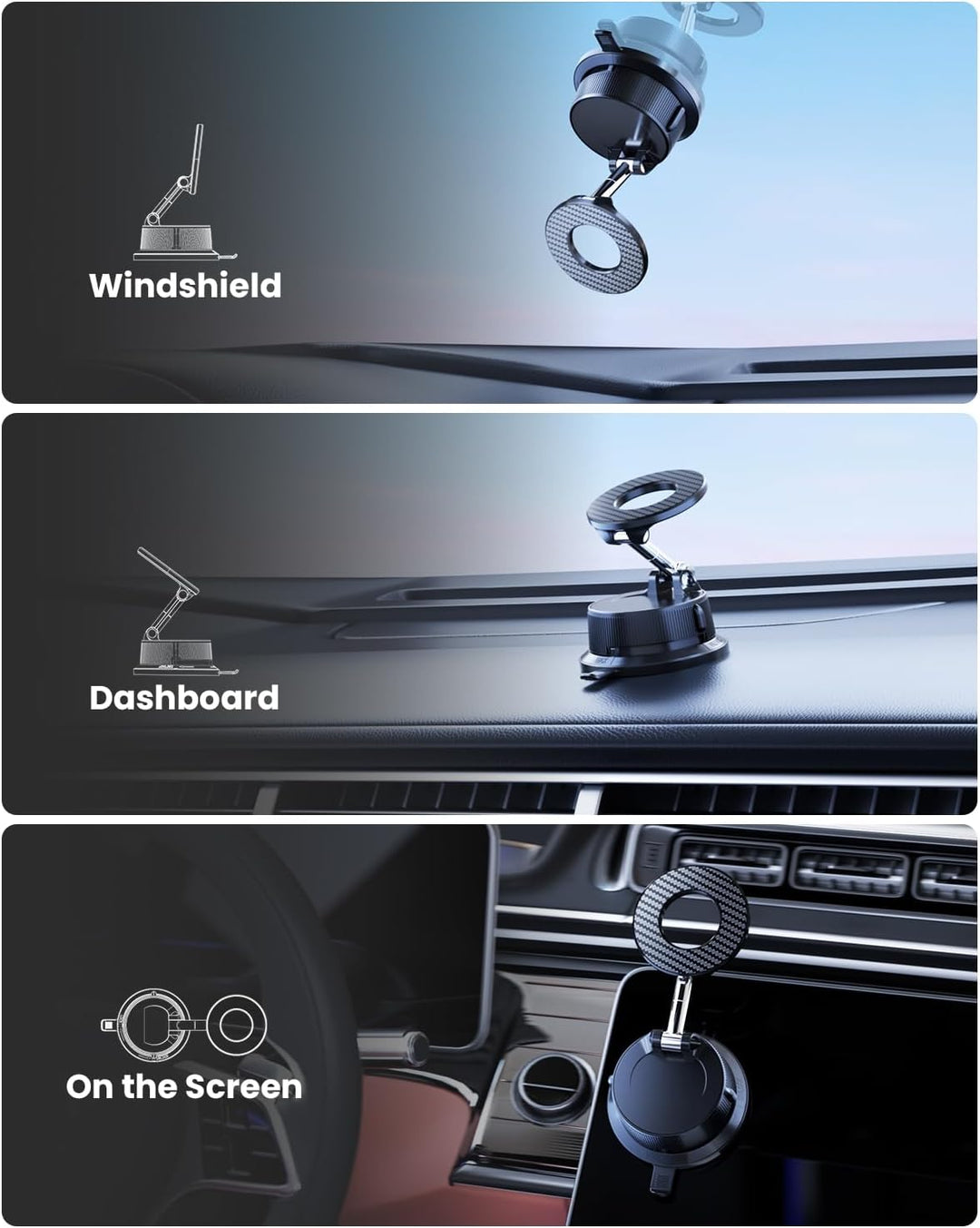 AMSKY Handyhalterung Auto Magnet für Magsafe Autohalterung, Vakuum Saugnapf Magnetische Handy Halter