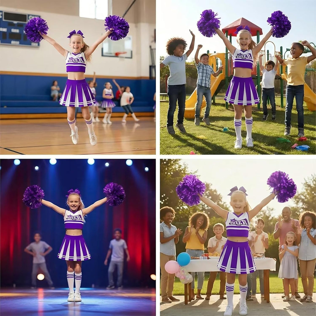 Kostüm Pompom Karneval Mädchen Kostüm Cheerleader Mädchen mit Haarspange Schleife Majorette Stick Po