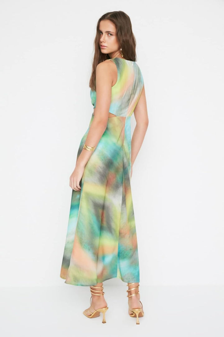 TRENDYOL Frau Design Maxi A-Linie Regular Fit Webstoff Kleid 38 Mehrfarbig, 38 Mehrfarbig