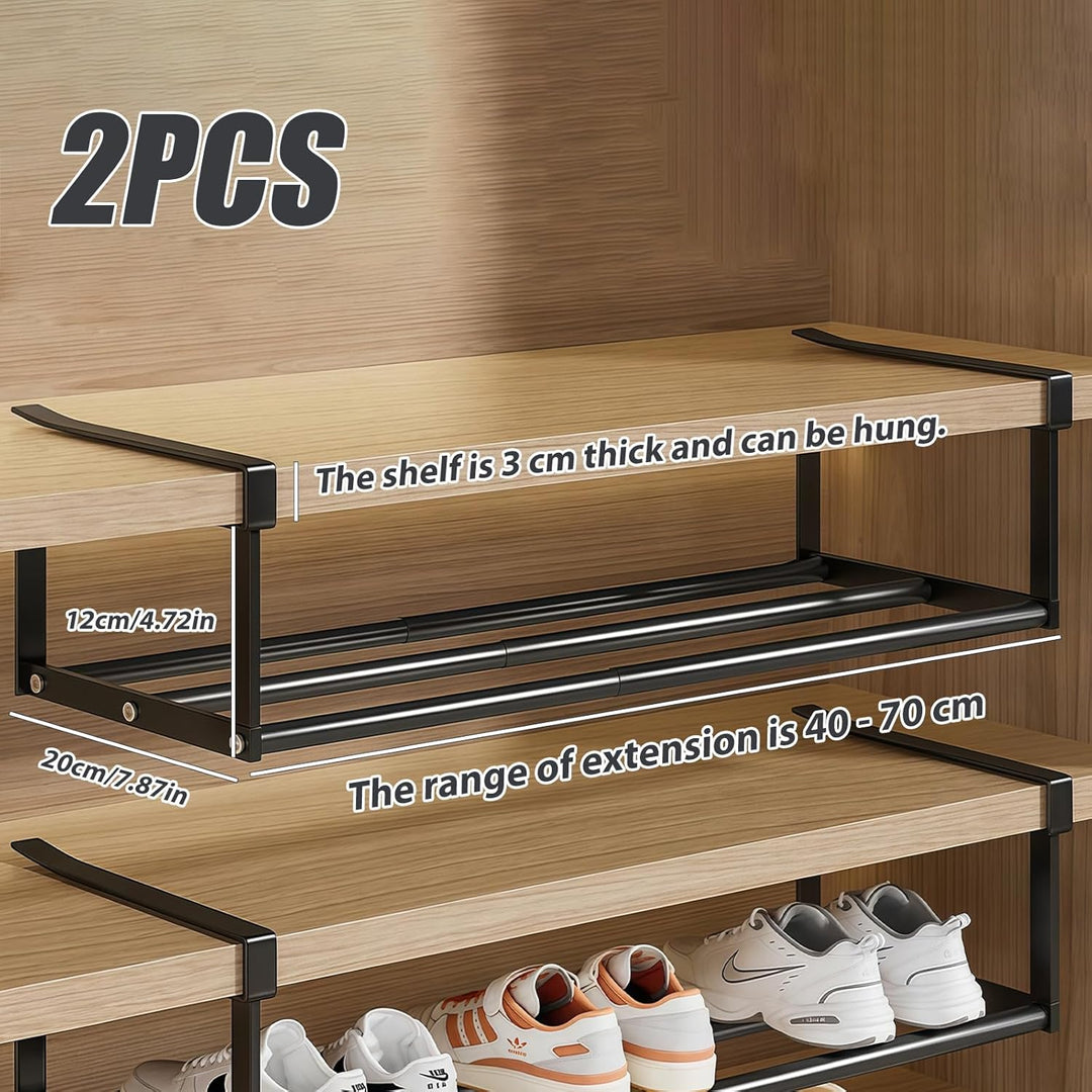 Hängendes Schuhregal Organizer im Schrank: 2 Pcs Unterregal mit Verstellbarer 40-70cm, Unter Regal A