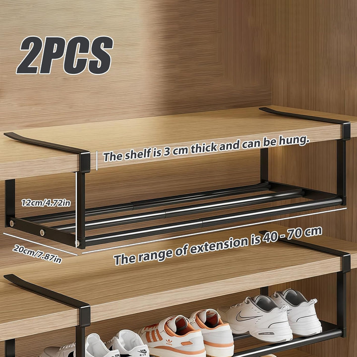 Hängendes Schuhregal Organizer im Schrank: 2 Pcs Unterregal mit Verstellbarer 40-70cm, Unter Regal A