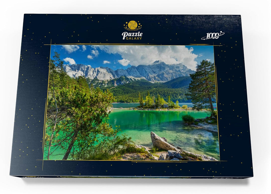 Eibsee mit Wettersteingebirge und Zugspitze (2962m) bei Grainau, Oberbayern - Premium 1000 Teile Puz