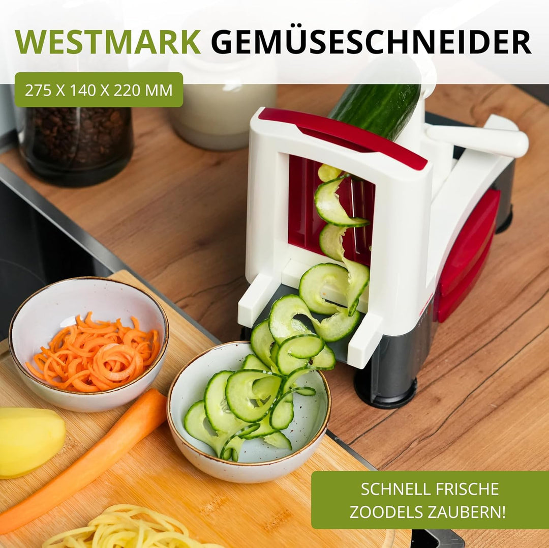 Westmark Gemüseschneider/ -hobel/ -raspel mit 3 Schneideinsätzen, Edelstahlklingen, Spiromat, Anthra