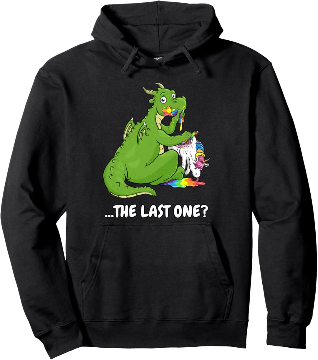 lustiges The last one Shirt Drache frisst das letzte Einhorn Pullover Hoodie