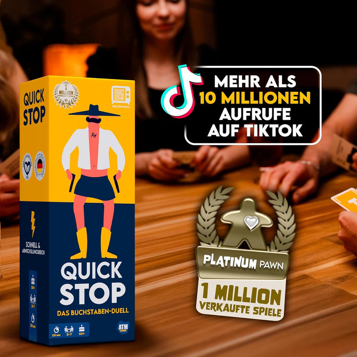 ATM Gaming Quickstop - Das Buchstaben-Duell - Kartenspiel für Jugendliche und Erwachsene - Schnell u