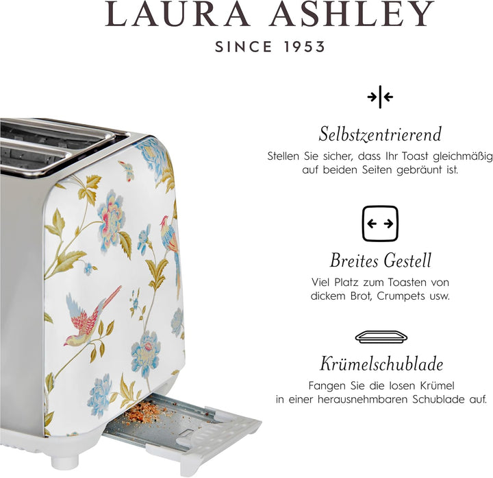 Laura Ashley Toaster und Stove Top Wasserkocher Set von VQ (Elveden Weiss, Induktions Wasserkocher u