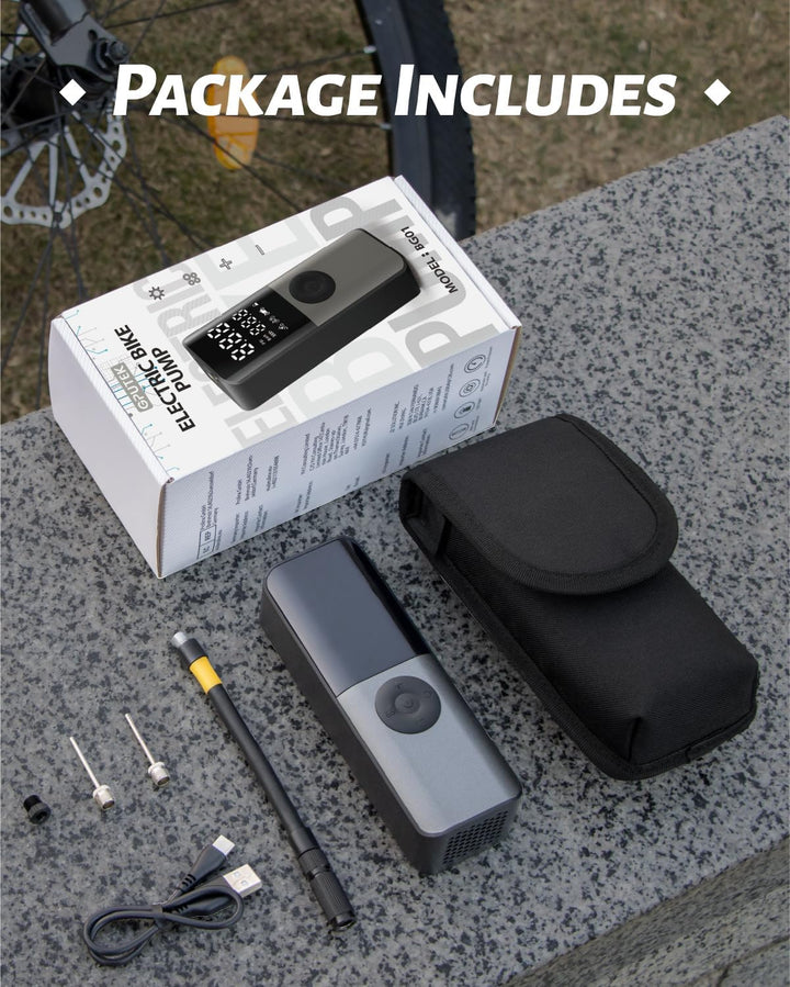 Elektrische Fahrradpumpe, Mini Fahrradpumpe 150PSI mit Digitales Druckmessgerät, Fahrradpumpen Elekt