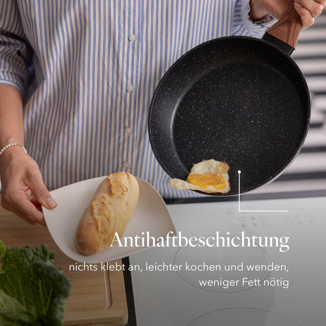 FLORINA Aluminium-Bratpfanne MASTER BLACK 28 cm | Antihaftbeschichtung | Für alle Herdarten inkl. In