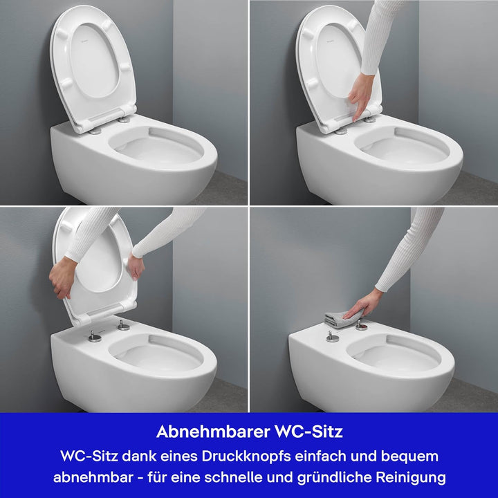 Duravit Universal Toilettendeckel mit Absenkautomatik, WC Sitz Quick Release für einfache Montage, K