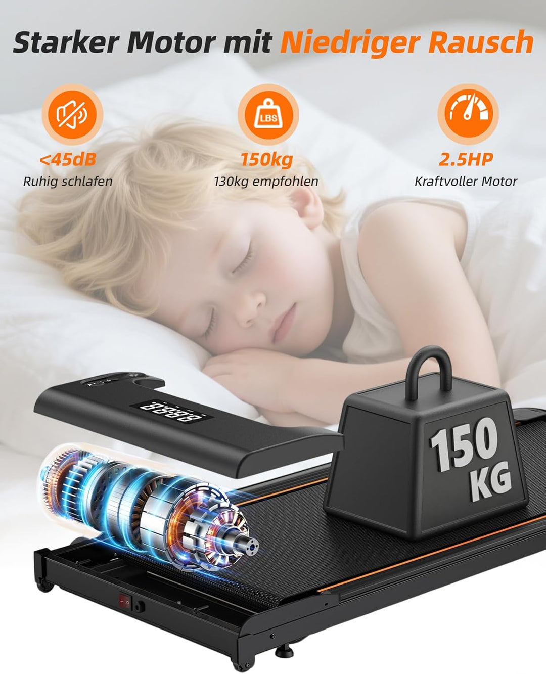 Lichico 3-in-1 Walking Pad mit 0-9% Steigung, Laufband für Zuhause Klein, platzsparendes Heimtrainin