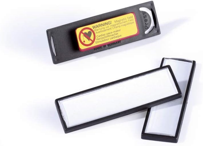 Durable Namensschild Clip-Card (mit Magnet, 17 x 67 mm) Packung à 25 Stück, schwarz, 813201, Magnet