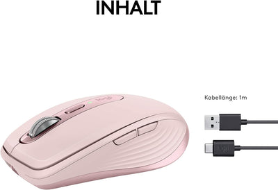 Logitech MX Anywhere 3S Compact Kabellose Maus, Fast Scrolling, 8K DPI Any-Surface Tracking, Quiet C