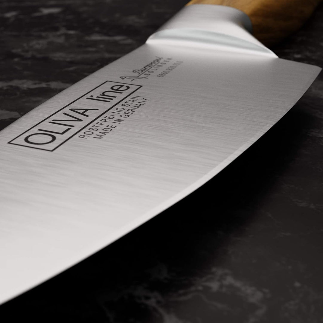 Burgvogel Solingen Kochmesser 10 cm geschmiedet Olivenholz, Oliva Line, rostfrei, deutsches Küchenme
