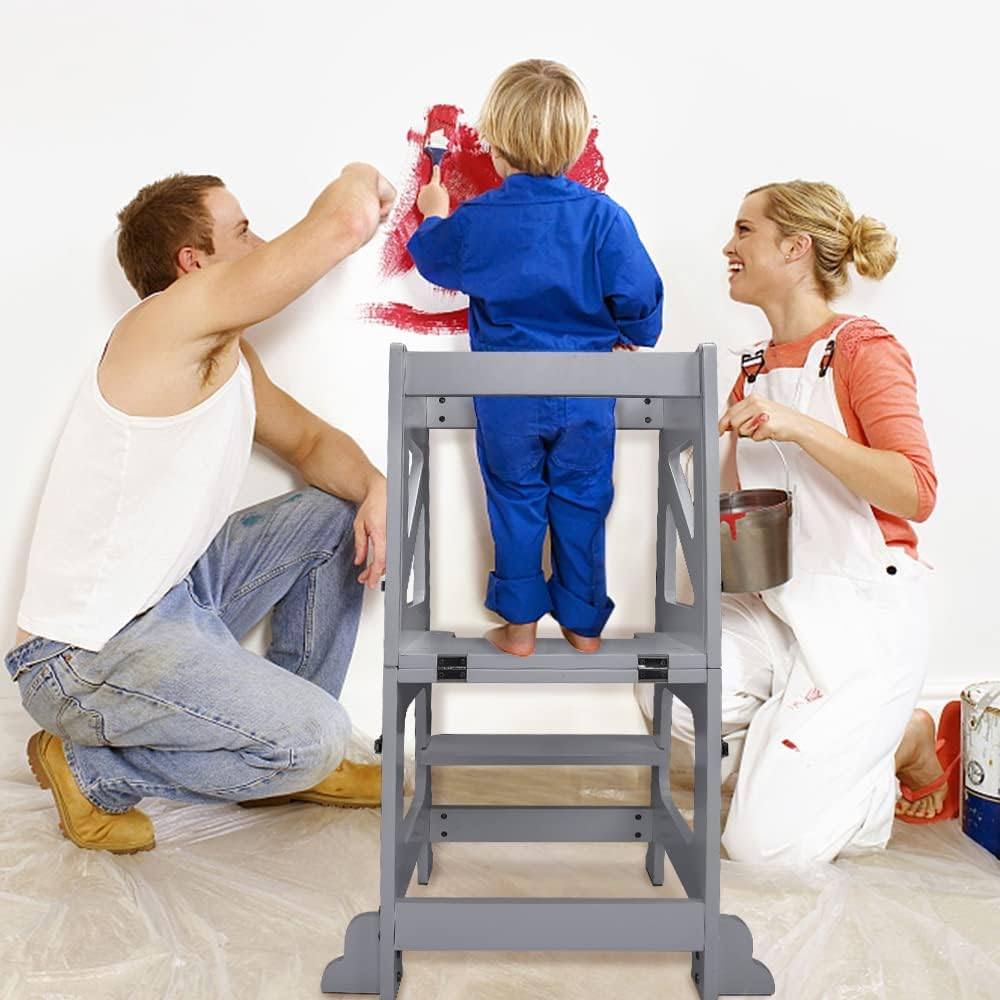YOLEO 3 in1 Lernturm Kinder, Klappbar Montessori Lernturm ab 1 Jahr, Learning Tower für Kinder mit R