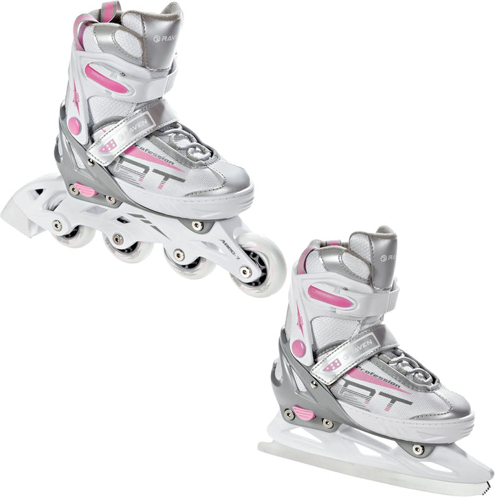 RAVEN Profession 2in1 Schlittschuhe Inlineskates Inliner für Kinder und Erwachsene verstellbar, 31-3