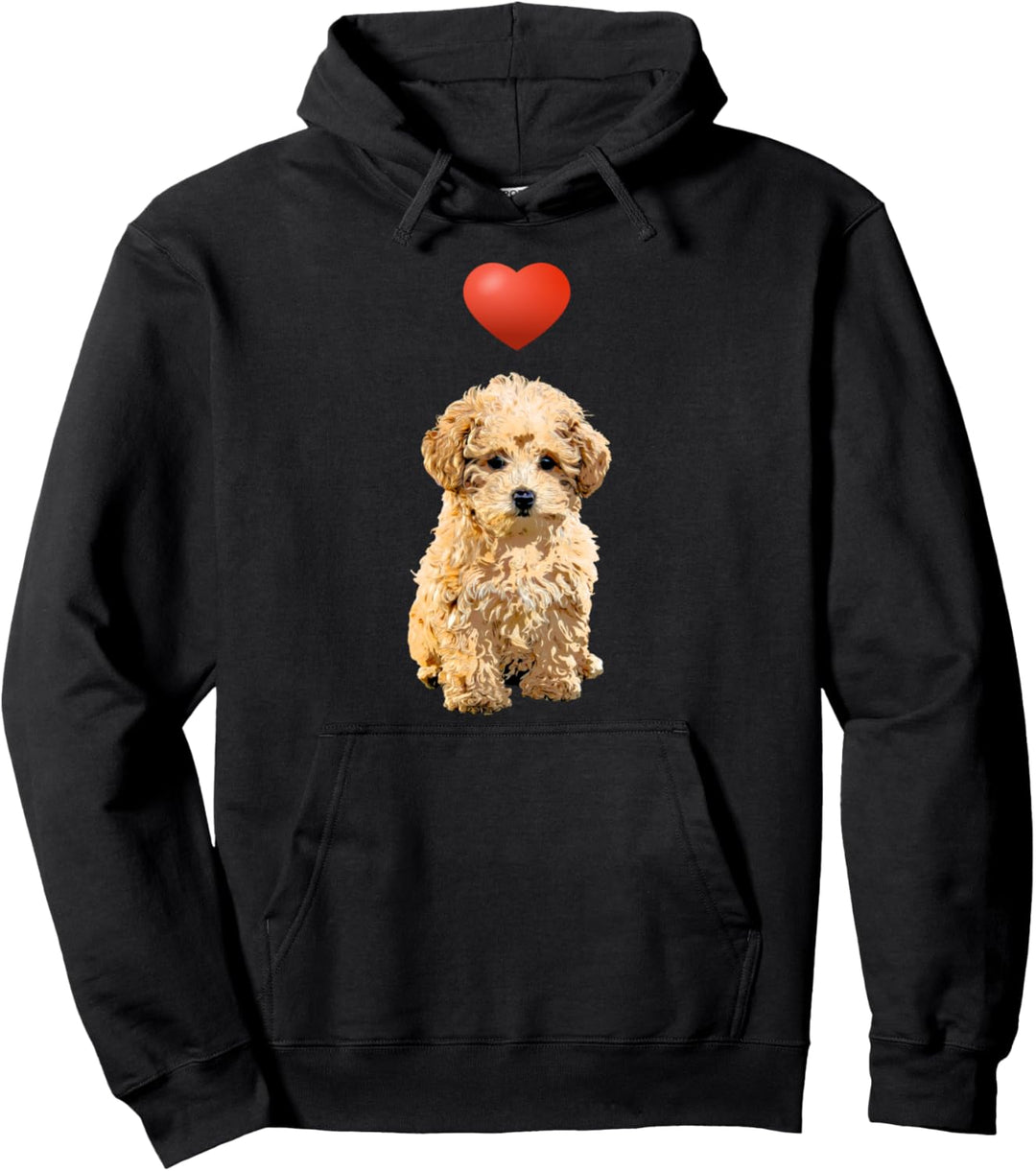 Pudel Hund Herz Cartoon Damen Herren Kinder süsses Hundemotiv Pullover Hoodie