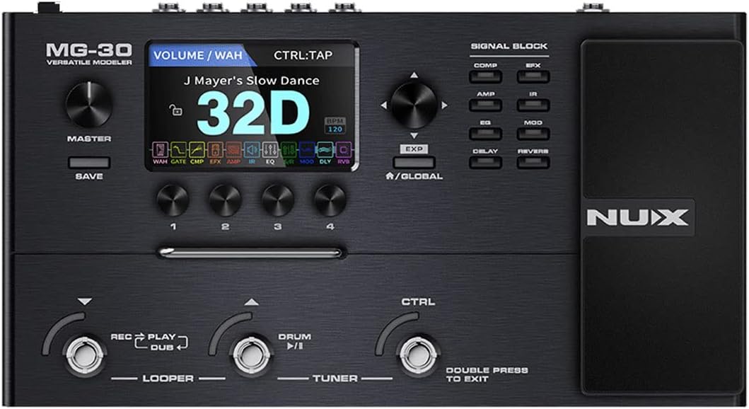 Nux MG-30 Guitar Modeling Multi-Effektgerät + keepdrum Klinkenkabel