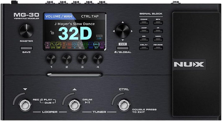 Nux MG-30 Guitar Modeling Multi-Effektgerät + keepdrum Klinkenkabel