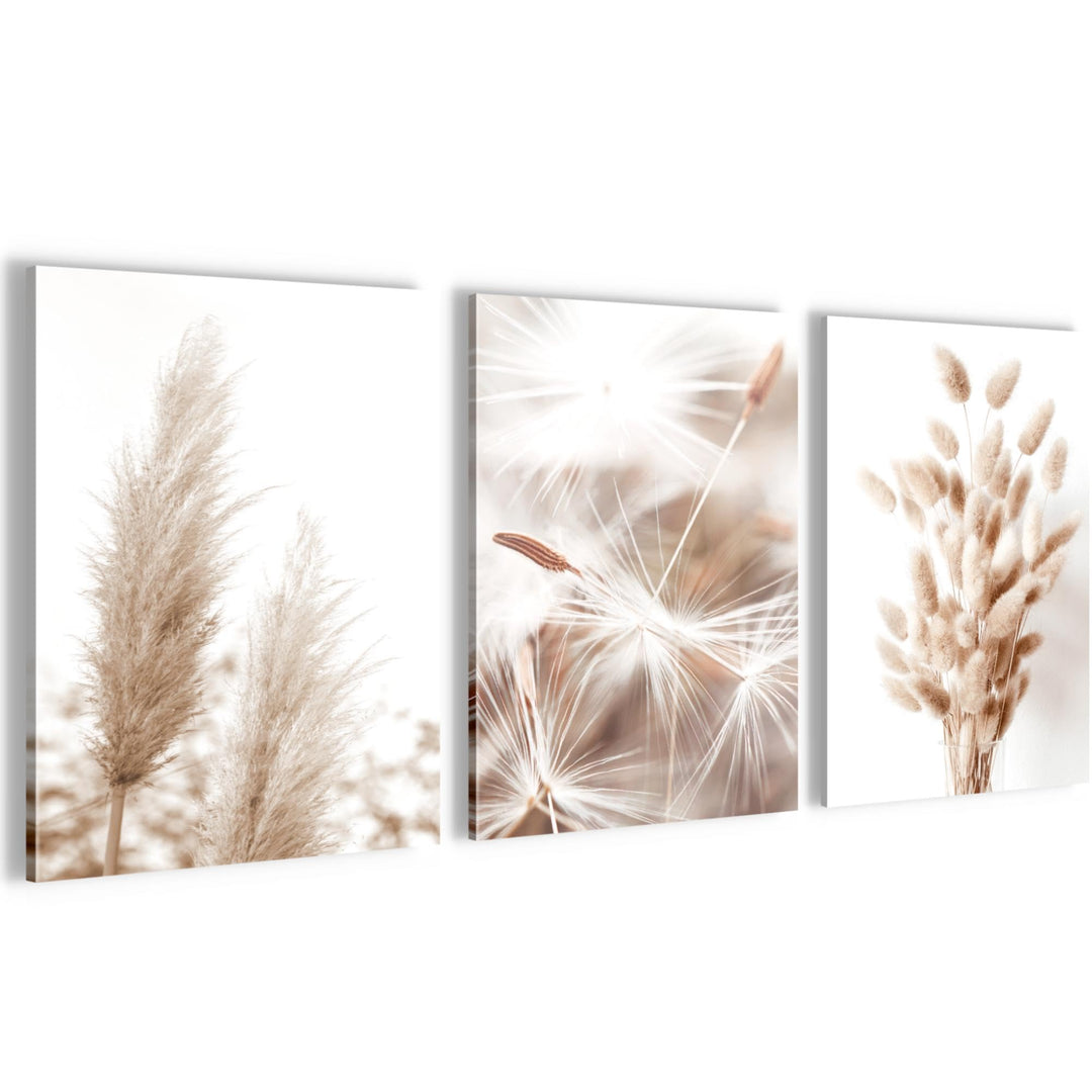 Novart FERTIG ZUM AUFHÄNGEN - Wandbilder Set Boho Style - Beige Bild XXL Wohnzimmer N008935a