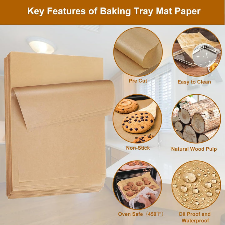 O2frepak Backpapier-Backbleche,300Stück,30x40cm,Vorgeschnittene Antihaft-Backblechmatte,ölbeständige