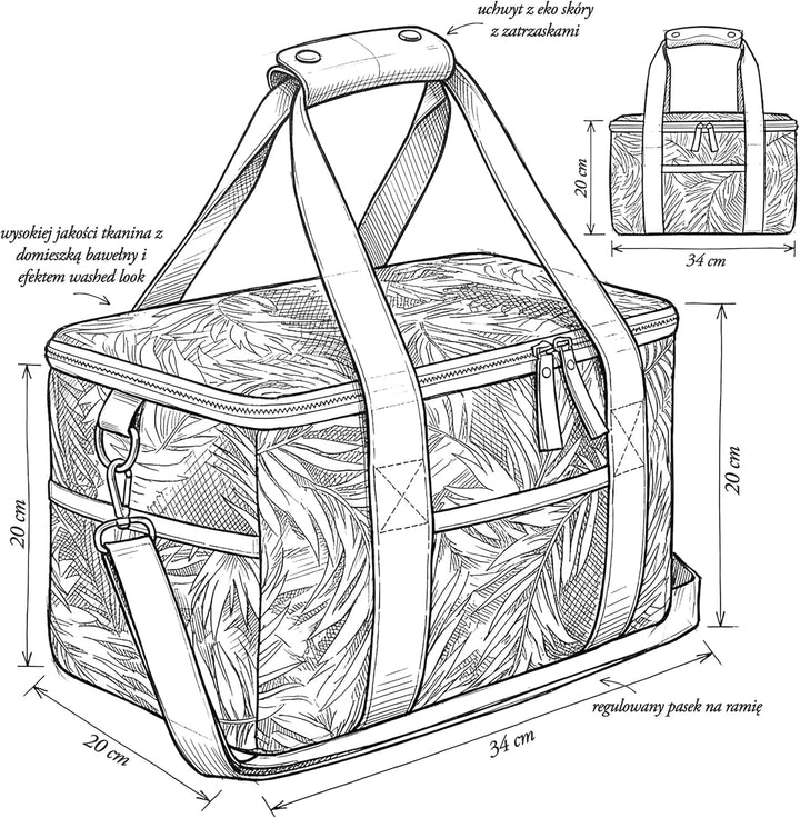 Grosse Thermo-Kühltasche 15L Isolierte Picknicktasche für Strand, Camping &amp; Einkauf. Faltbare Thermo