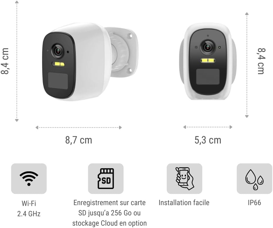 Konyks Camini Air SE – Überwachungskamera für den Aussenbereich, kabellos, WLAN, Benachrichtigungen