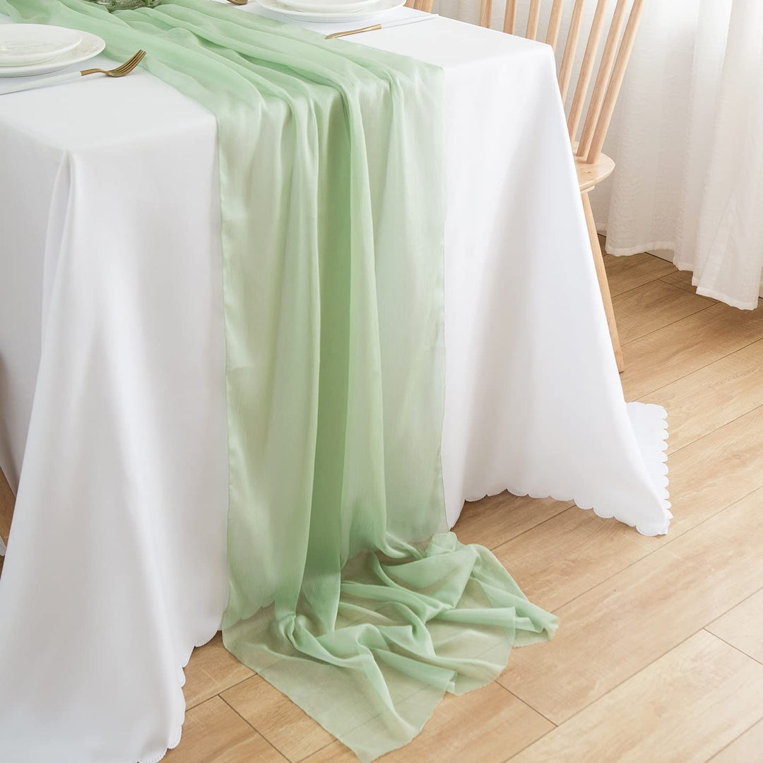 CHUQING Tischläufer Grün Chiffon Table Runner Hochzeit Tischdeko Läufer Tisch Stoff Tüll Hellgrün,70