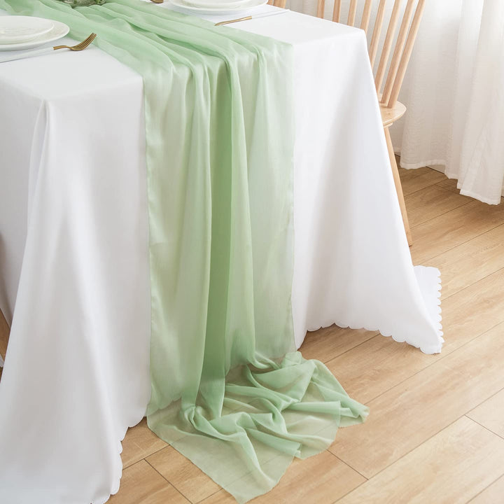 CHUQING Tischläufer Grün Chiffon Table Runner Hochzeit Tischdeko Läufer Tisch Stoff Tüll Hellgrün,70
