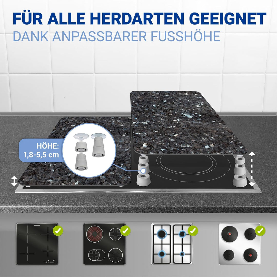 Maximex Herdabdeckplatte Universal Blauer Marmor 2er Set - 2er Set, Abdeckplatten für alle Herdarten