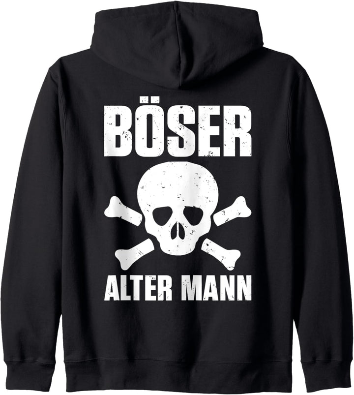 Backprint Böser alter Mann Rentner und Pensionär Kapuzenjacke