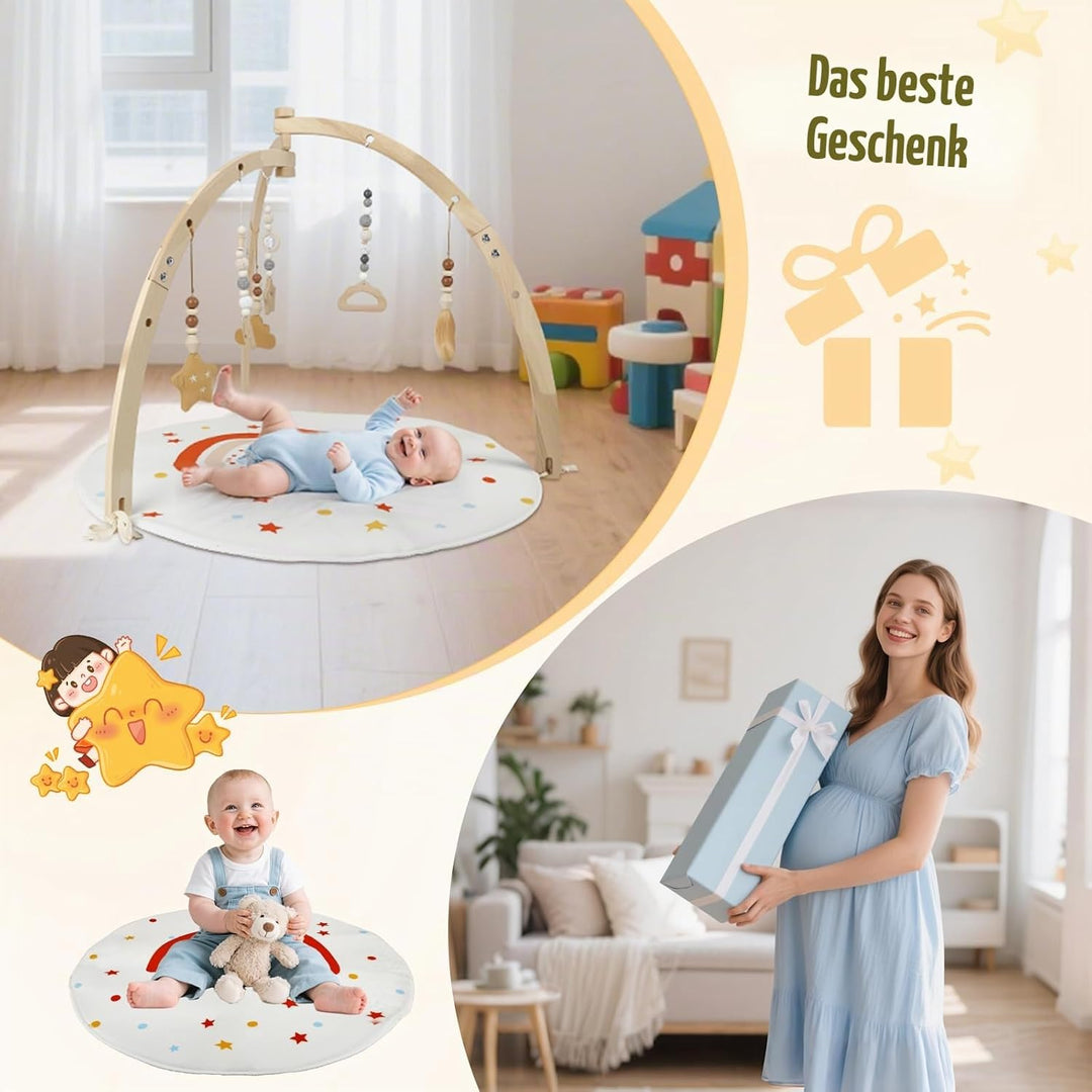 Spielbogen Baby Aus Holz,Geschenke Für Neugeborene,Babyparty Geschenk | Mit 6 Abnehmbaren Spielzeuge
