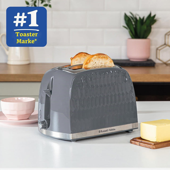 Russell Hobbs 26063 Waben-Toaster mit 2 Scheiben (extra breite Schlitze, hohe Hebefunktion, 6 Bräunu
