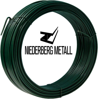 NIEDERBERG METALL 70m Spanndraht 3,8mm - Bindedraht Grün Ummantelt - Maschendraht Zaun Metall Draht