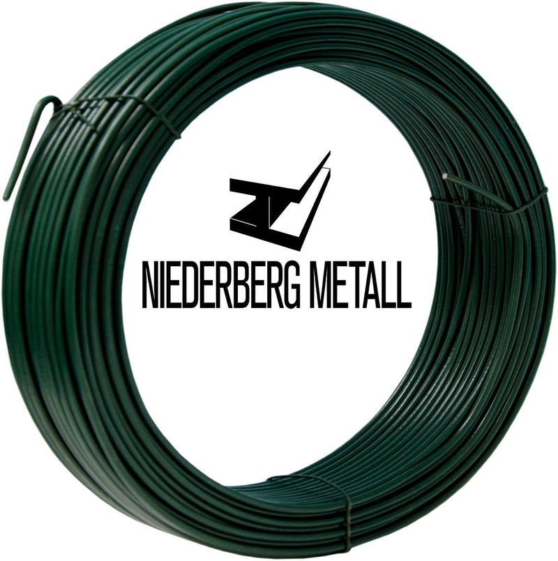 NIEDERBERG METALL 70m Spanndraht 3,8mm - Bindedraht Grün Ummantelt - Maschendraht Zaun Metall Draht