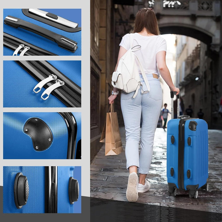 LEADZM Kofferset 3 teilig, Reisekoffer Set mit Eckenschutz, Koffer Set Hartschalen-Trolley aus ABS m