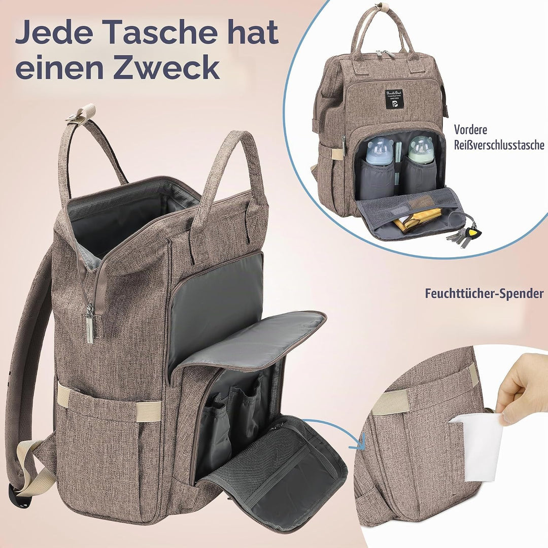 Pomelo Best Baby Wickelrucksack stylische Wickeltasche Rucksack mit Wickelunterlage multifunktional
