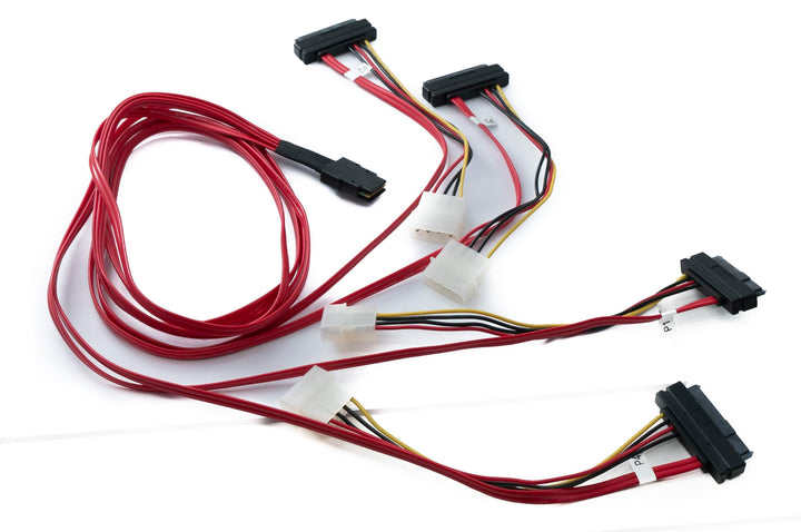 System-S SFF-8087 Kabel 100 cm Mini SAS 36 Pin zu 4X SAS 29 Pin SFF-8482 Adapter für RAID Festplatte