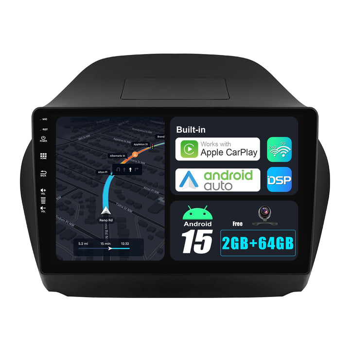 Android 15 IPS Autoradio Passt für Hyundai IX35 (2010-2017) - Eingebautes CarPlay Android Auto - KOS