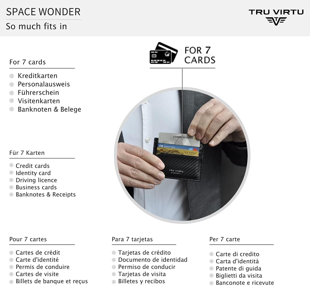 Tru Virtu® Ultra Slim Wallet Carbon Kartenetui I Kreditkartenetui I Kartenetui-RFID-NFC-Schutz I Kar