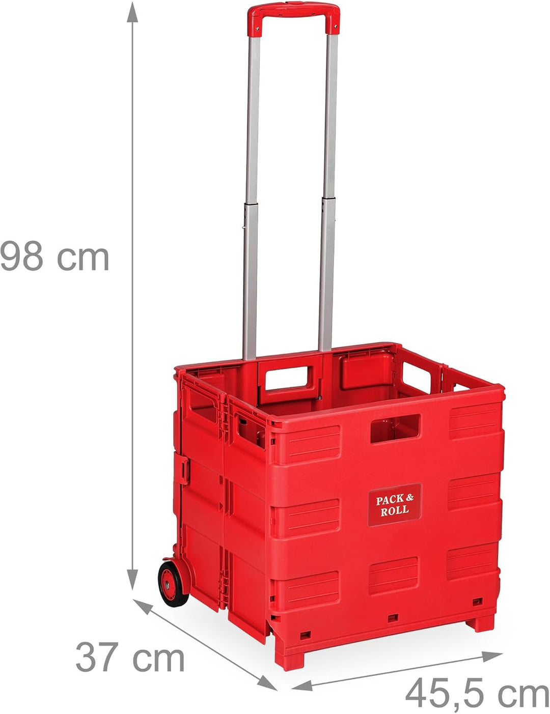 Relaxdays Einkaufstrolley, Klapptrolley mit Rollen & Teleskopgriff, bis 35 kg, Faltbare Einkaufshilf