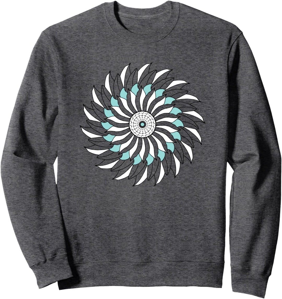 Vintage Minimalist Flower Mandala Illustration Zen Graphic Sweatshirt
