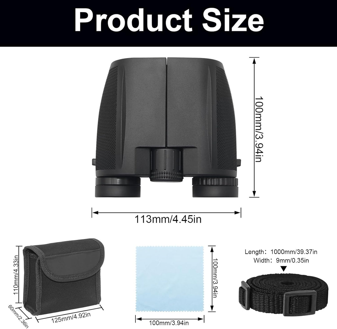 Fernglas Klein, 12 × 25 Fernglas Erwachsene Faltbar Binoculars Feldstecher Ferngläser mit Tragetasch