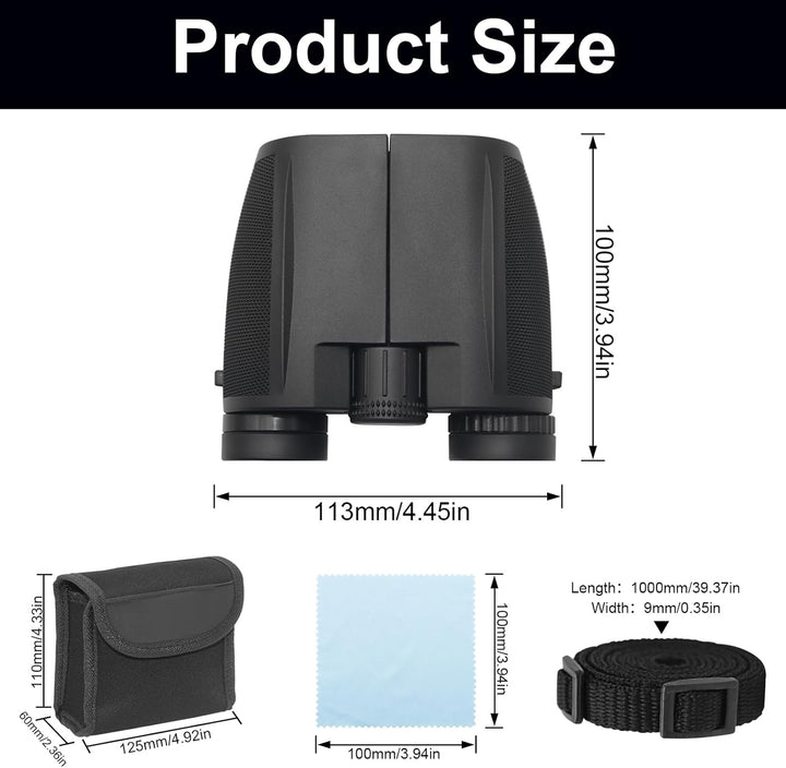 Fernglas Klein, 12 × 25 Fernglas Erwachsene Faltbar Binoculars Feldstecher Ferngläser mit Tragetasch