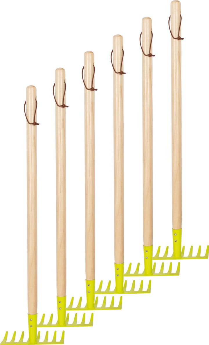 small foot Harken, 6er-Set, grün aus Holz und Metall, kindgerechtes Gartenwerkzeug für Kinder ab 3 J