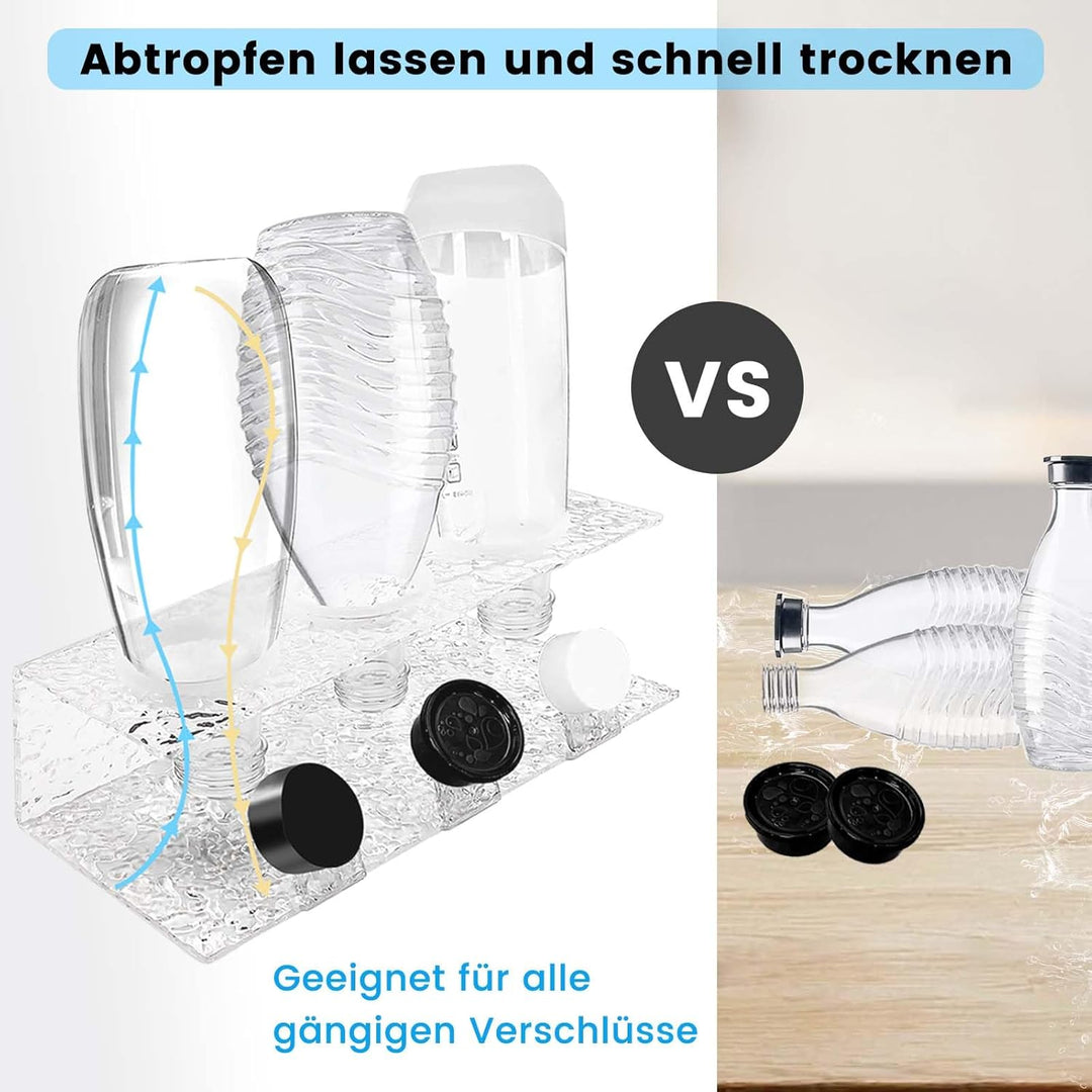 Daily Treasures Acrylic Flaschenhalter für 3 Flaschen,Abtropfständer Abtropfgestell mit Schutzringe,