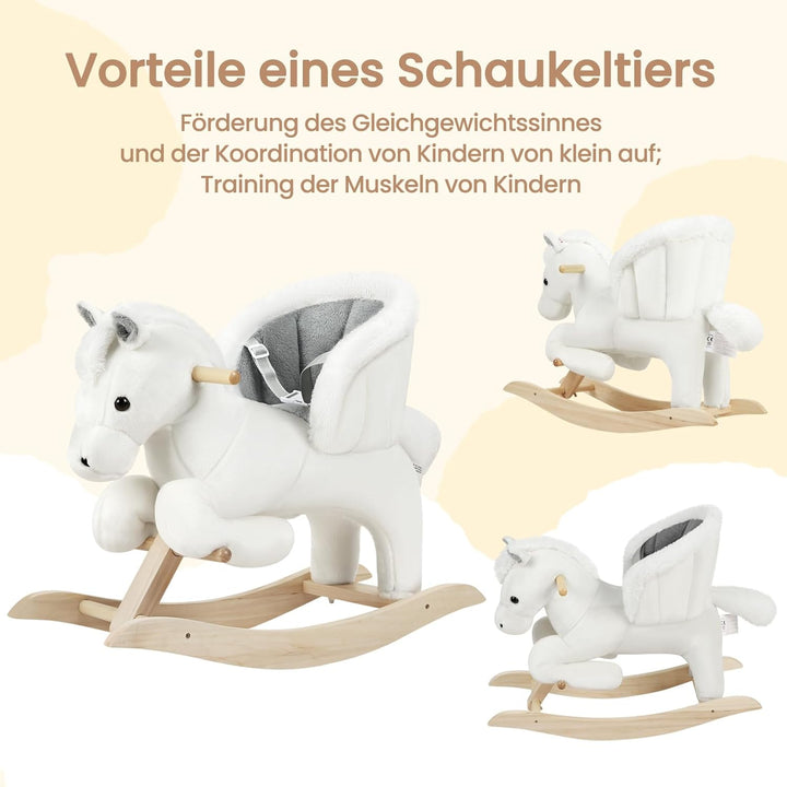 WOLTU Schaukelpferd Schaukeltier Baby Spielzeug mit Tiergeräuschen und Haltegriffen für 18-36 Monate