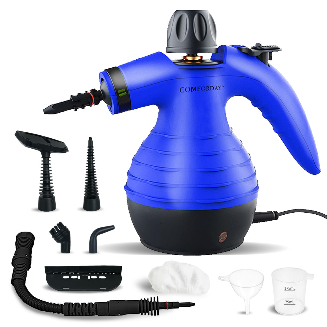 Comforday-Dampfreiniger als Handgerät mit 9 Zubehörteilen für Fleckenentfernung, Bedampfung, Teppich