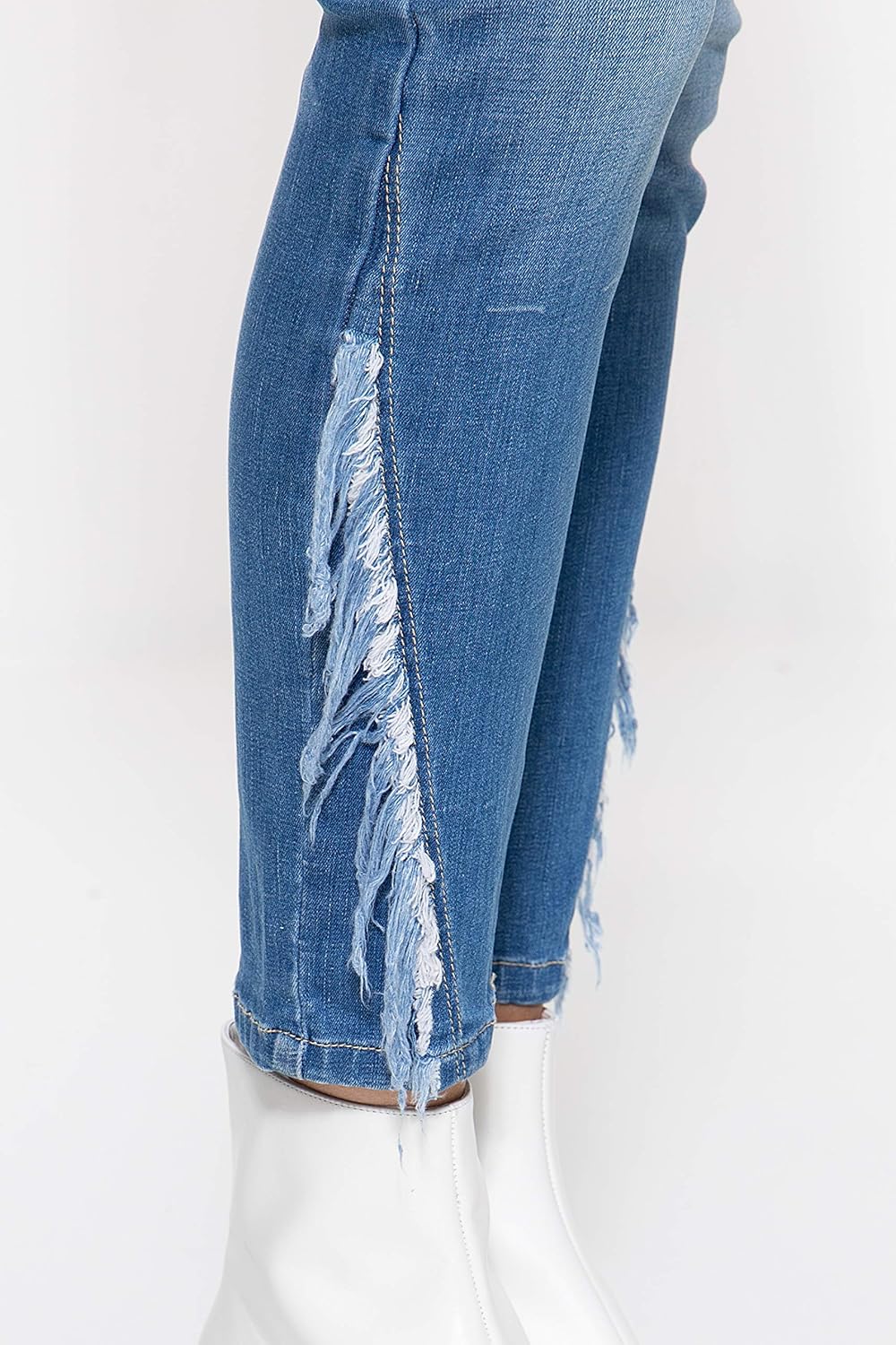 ATT Jeans Damen Slim Fit Jeans Mit Fransenaufsatz Am Unterschenkel Slim Fit Jeans Leoni 32W / 27L Bl
