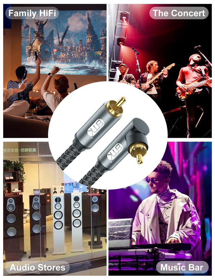 EMK Subwoofer Kabel 90 Grad & Koaxialkabel Digital Audio - 2m 2er-Pack, doppelt geschirmt mit Goldko
